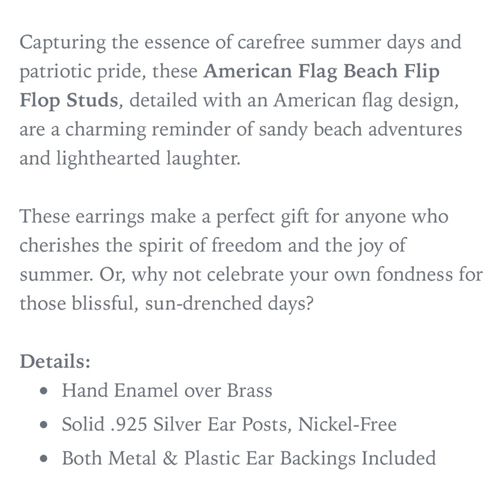 NWT 🩴 🇺🇸 PATRIOTIC .925 SILVER POSTS FLIP FLOP SANDAL NICKLE-FREE EARRINGS - Picture 4 of 4